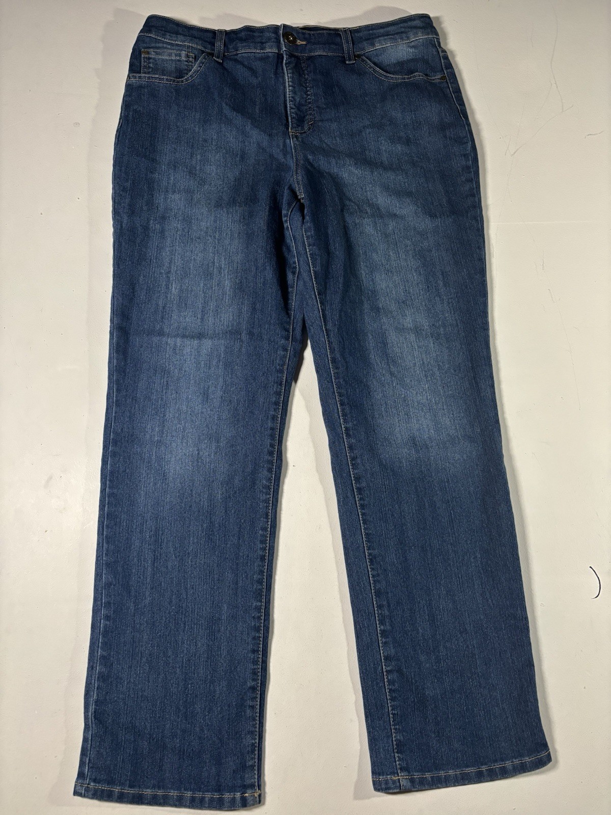 Bandolino Samantha Women’s 14 Jeans Medium Wash Straight Leg Five Pocket Denim