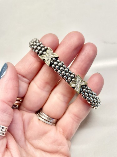 Lagos Two Toned Caviar Diamond Bracelet, 6.5” - 第 1/4 張圖片