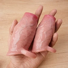 Open-ended Realistic Penis Sleeve with Inner Thread Silicone Enlarge Sheath Men
