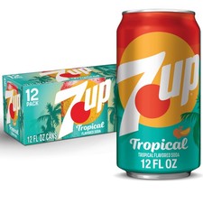 7UP Tropical Soda, 12 fl oz cans, 12 pack 144...