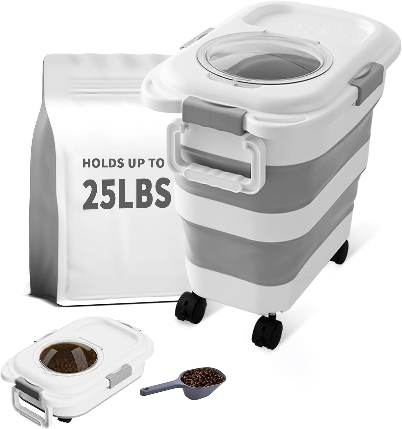 "Contenedor de almacenamiento de comida para perros de 25 libras, plegable "