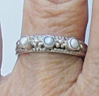 Vintage Sterling 3 Small Silver PEARL Top Band Ring Sz. 8