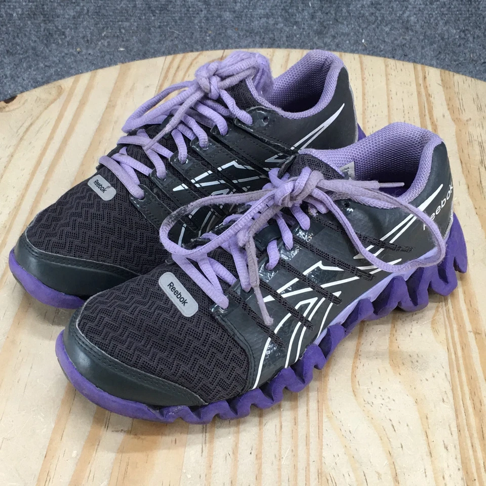 Reebok Shoes Womens 5 Black Purple ZigTech Shark Running Sneakers Mesh V47194 - Image 3 of 4