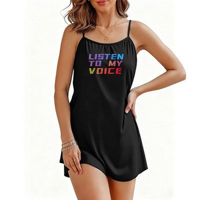 Black Nightgowns for Women Spaghetti Strap Sleepwear Sleeveless Sleep Dress