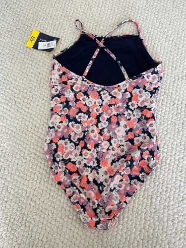 Gap Kids XL Girl's Floral Orange Multi One Piece Swimsuit Racer Back Lined UPF50 - Picture 3 of 6