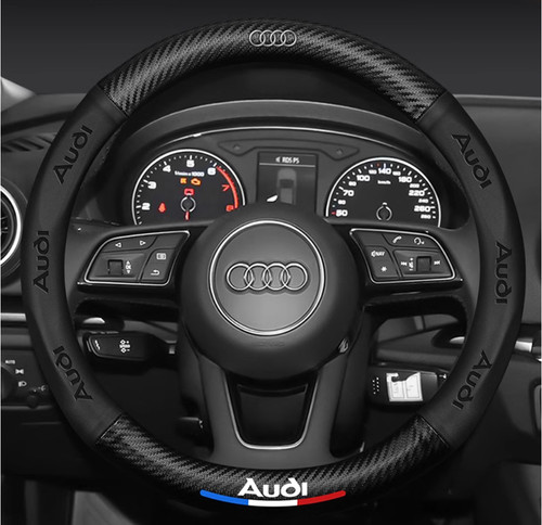 15" PU Leder+Kohlefaser Lenkradabdeckung für 1980-2025 Audi Alle Autos - Bild 1 von 6