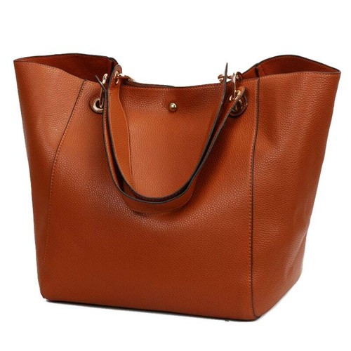 Large Leather Tote Bag Work Handbag with Zipper Fits 15 Laptop - Picture 4 of 4