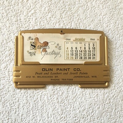 1967 Advertising Calendar OLIN PAINT CO. Janesville Wi. DESK or PINUP Vintage