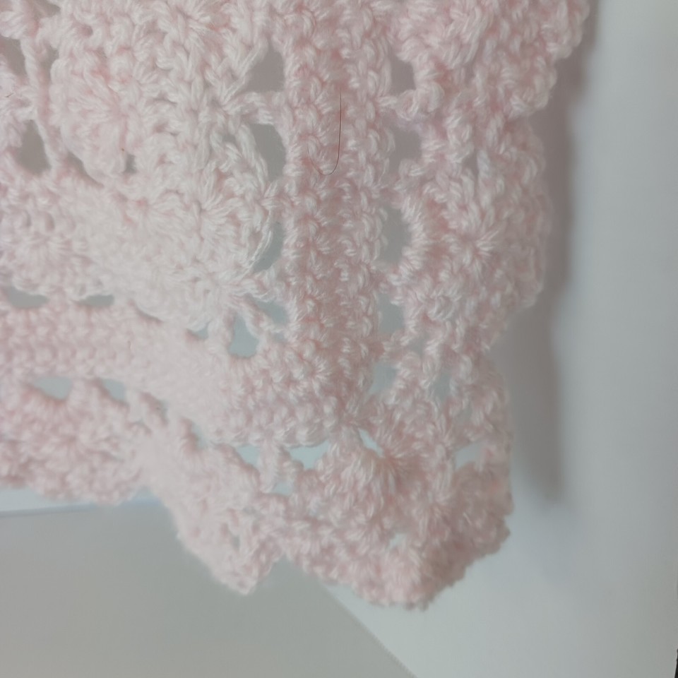 Crochet Baby Blanket Handmade Afghan Throw Acrylic Little Girl Pink