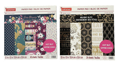 2 Pkgs Craftsmart  Holiday Glitz & Deep Blossoms 12x12 Scrapbook Journal Paper