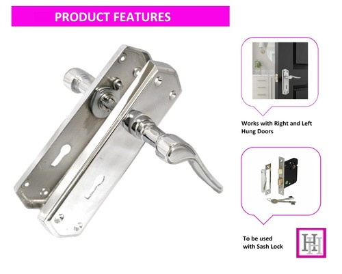 Polished Chrome Stellar Door Handles On Backplate Latch Lock Bathroom Handles - Picture 7 of 21
