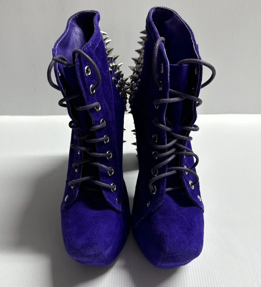 Havana Last Jeffrey Campell Purple Suede Spike Platform Boots Lace Up Size 7.5 - image 2 of 4