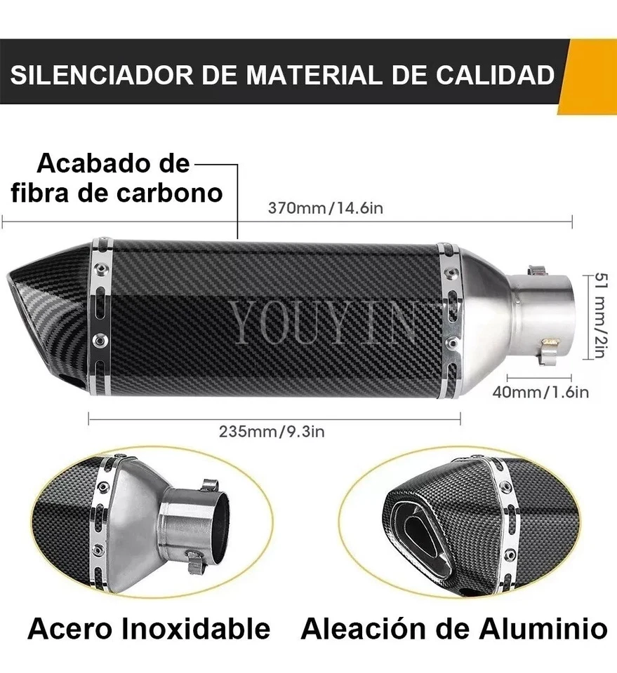 38-51mm Slip-On Motorcycle Exhaust Muffler Pipe For Honda CB CBR CBF GL MSX VTX Foto 3 de 4