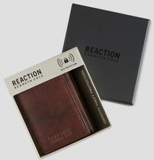  48 Kenneth Cole Men's Brown Leather Extra-Capacity Trifold Passcase Rfid Wallet