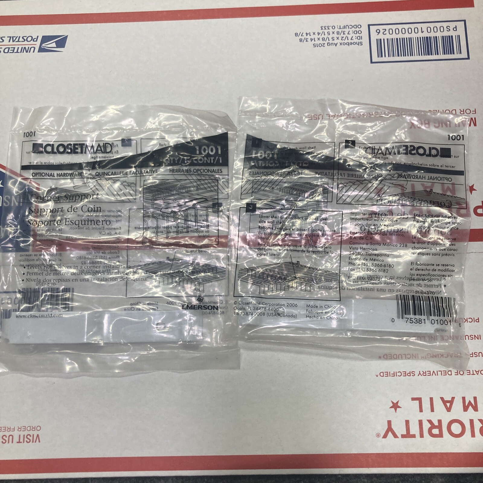 Two (2) Closetmaid 1001 2 Corner Support Bracket for Wire Shelving eBay