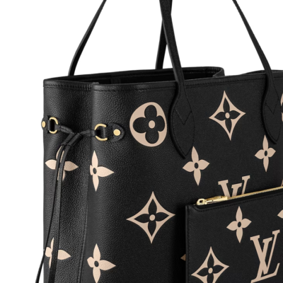NIB Louis Vuitton Neverfull MM Black/Beige M58907 With Pouch