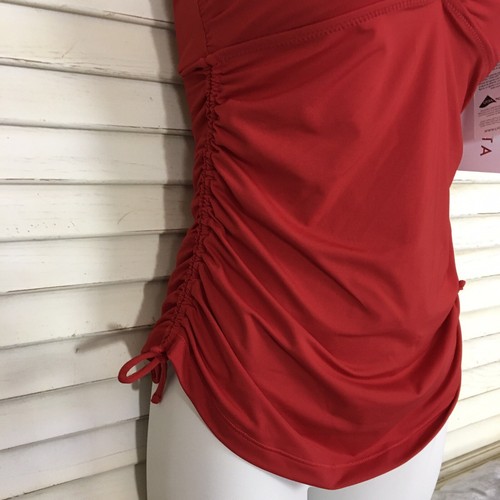 Athleta Size XS Side Scrunch Swim Tankini Top Red NWT $64 UPF Quick Drying - Picture 3 of 11