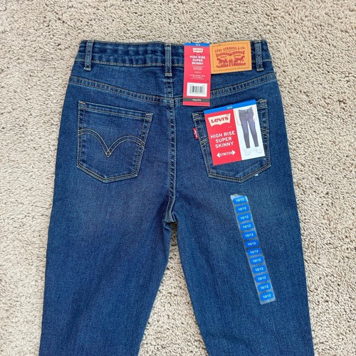 Jeans Levi’s Youth 10/12 720 tiro alto súper ajustados lavado ligero elástico denim nuevos con etiquetas - Imagen 9 de 9