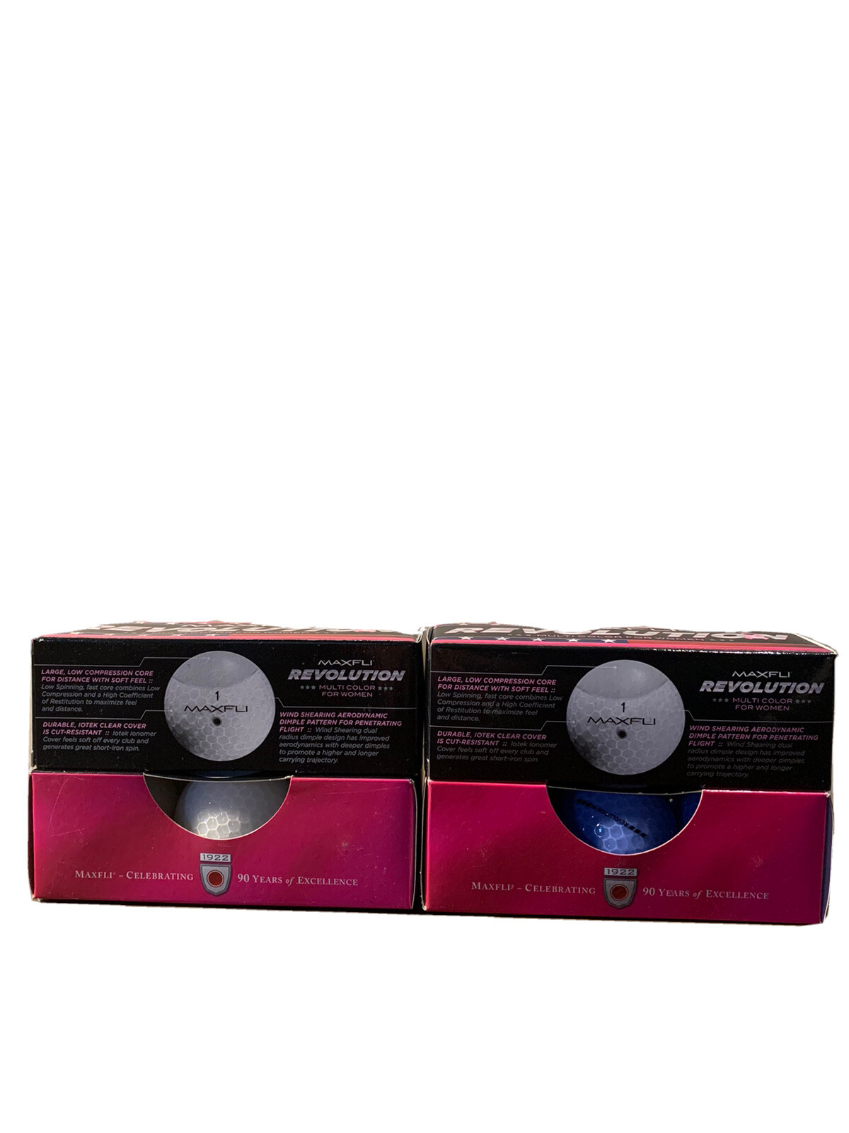 MAXFLI Revolution 12 Golf Balls for Breast Cancer Multi Blue White Pink Yellow
