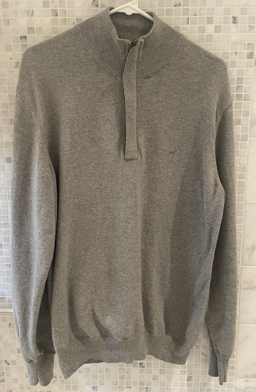 Men's Southern Point Co Size Medium Gray Quarter Zip pullover sweater EUC 1/4