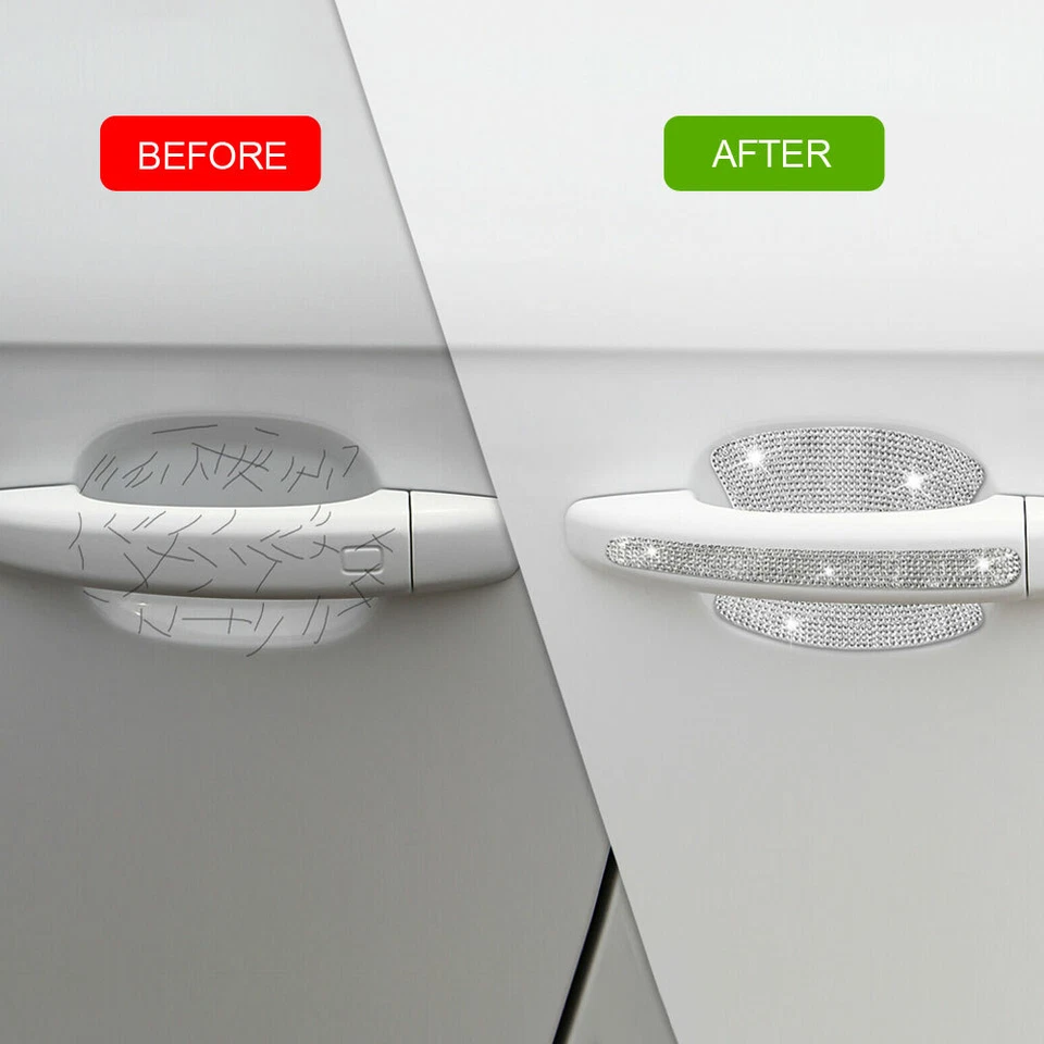 8PCS/Set Rhinestone Car Door Handle Sticker Diamond Decals Bling Car Accessory — 第 3/4 张图片