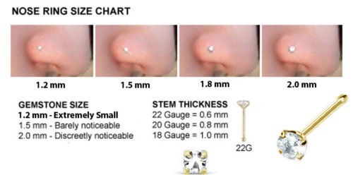 6 Stck. 14k Vergoldete Zinken Nase Nieten Kubik-Zirkonia 1,5 mm Edelstein Kugel Ende 22G - Bild 2 von 2