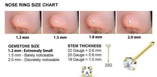 6 piezas de perno de nariz de punta chapado en oro de 14k circonita cúbica de 1,5 mm bola gema terminada 22G Foto 2 de 2