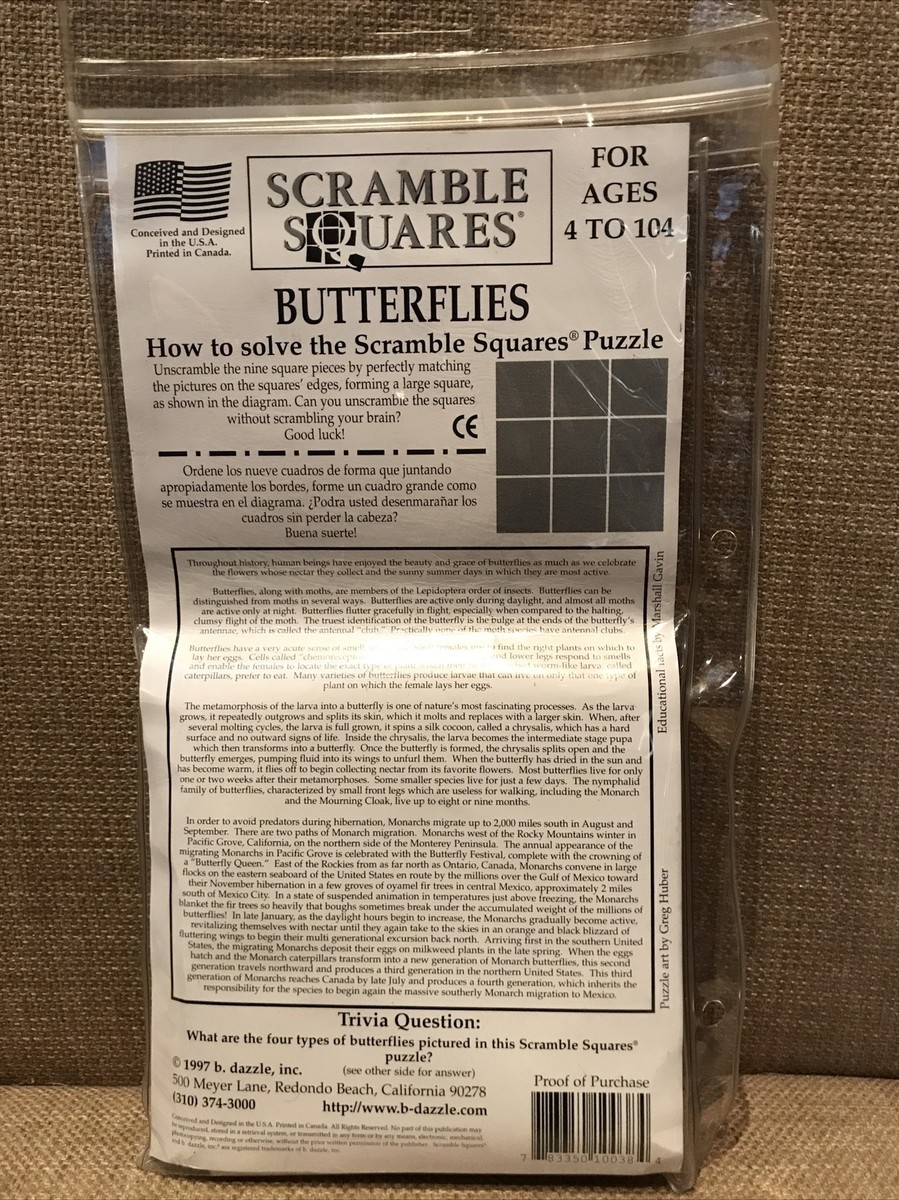 Scramble Squares Butterflies 9 Piece Puzzle by b. dazzle | eBay