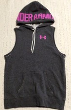 Under Armour Women's Dark Gray W/ Pink Sleeveless Hoodie EUC