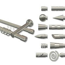 Rohr Innenlauf Gardinenstangen Edelstahl Optik zweiläufig 20 mm Ø - Interdeco