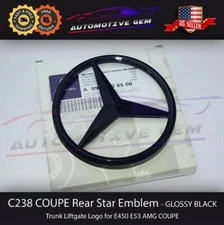 C238 COUPE Mercedes Gloss Black Star Emblem Rear Trunk Lid Logo Badge AMG E450