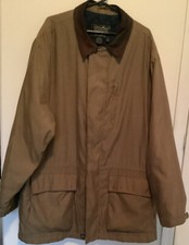 Vintage EDDIE BAUER XL FIELD CHORE LEATHER COLLAR MENS JACKET Quilted