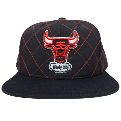 Chicago Bulls Mitchell & Ness Snapback Cap Hat 3D Logo Quilted Stitch Black NWT