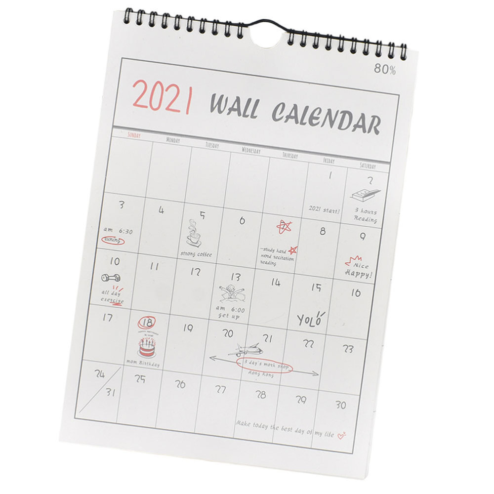 2021 Daily Wall Calendar Monthly Hanging Coil Portable White Board | eBay