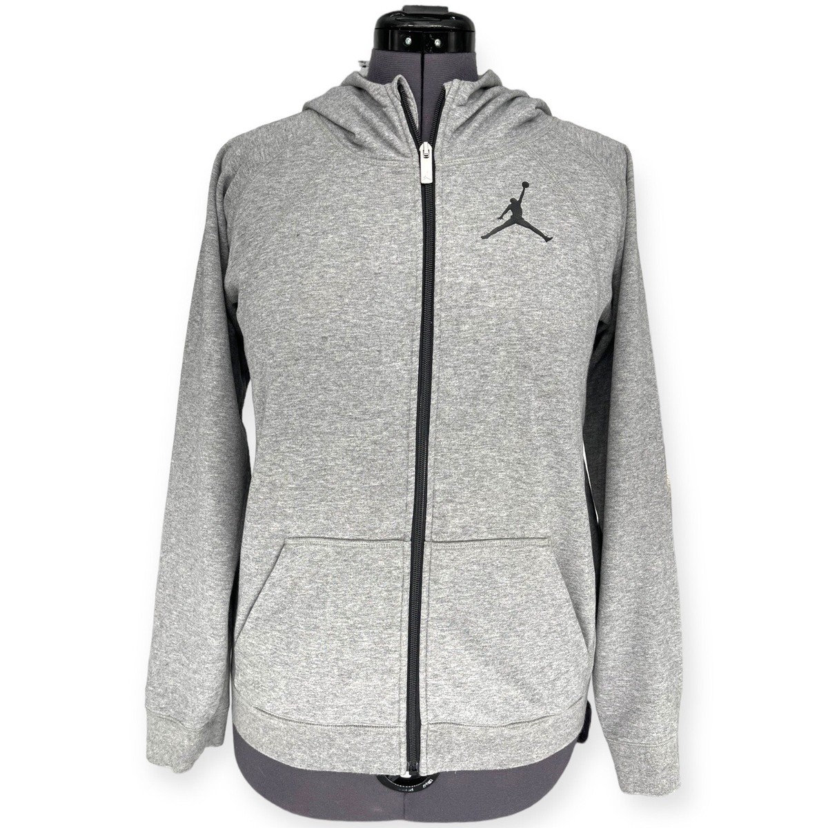 Nike Jordan Gray Hooded Full Zip Up Hoodie For Boys Size XL