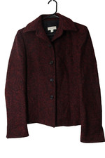 Sfi Femme Jacket Maroon Size 4 Wool/polyamide Long Sleeve Button (62)