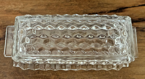 Vintage Fostoria American Clear Glass Cube Covered Butter Dish 2056 - Picture 2 of 6