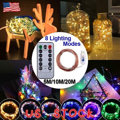 200 LED Micro Copper Wire String Fairy Lights Xmas Party Light Decor USB Plug In 200 LED Micro Copper Wire String Fairy Lights Xmas Party Light Decor USB Plug In