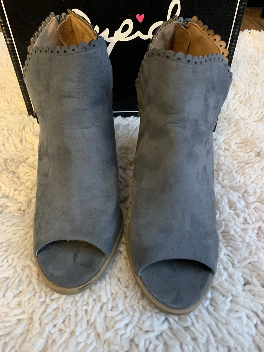 Grey open toe booties sales