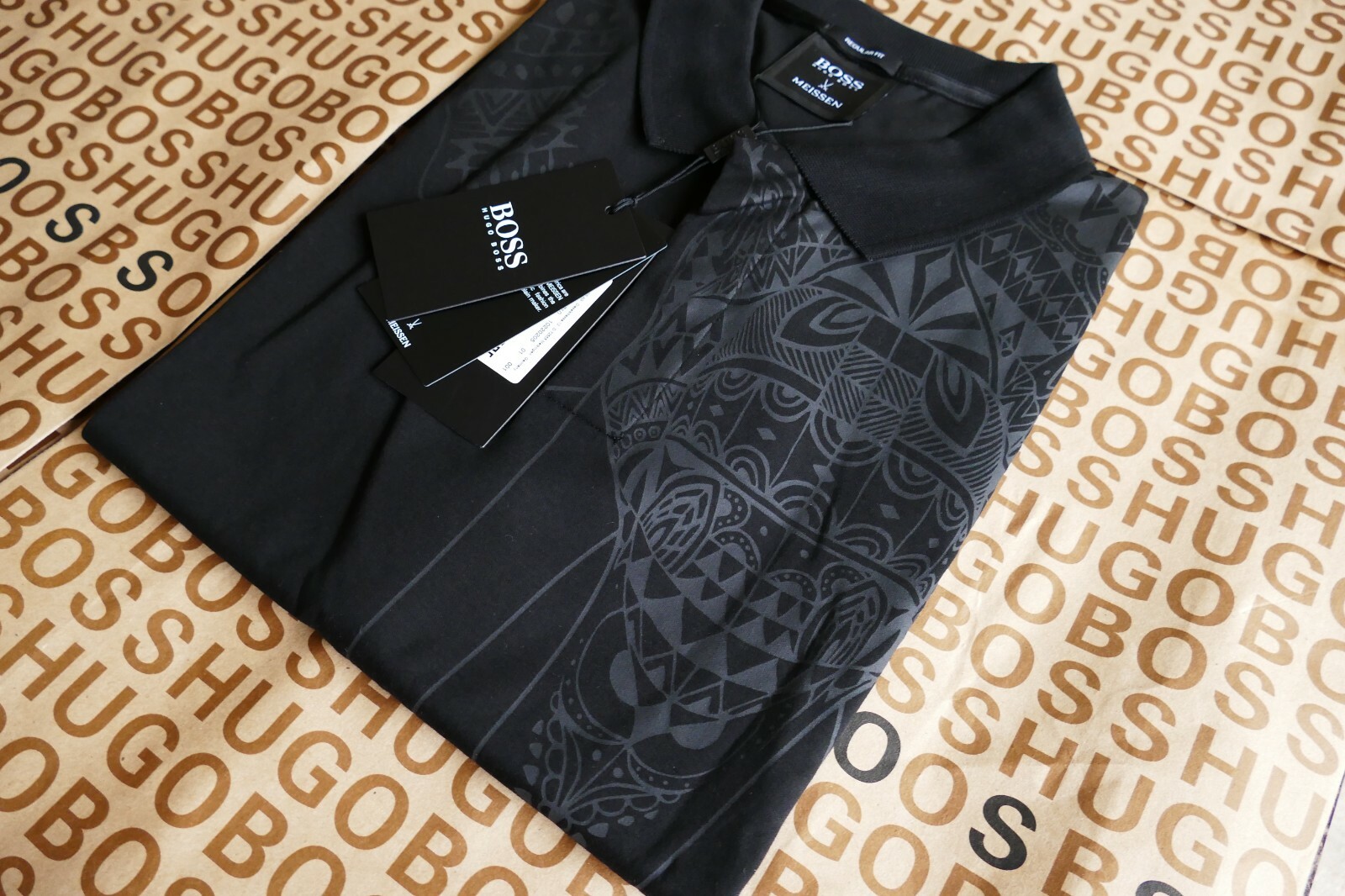 New Hugo BOSS mens Meissen capsule Elephant black suit polo t-shirt top L XL XXL image 8