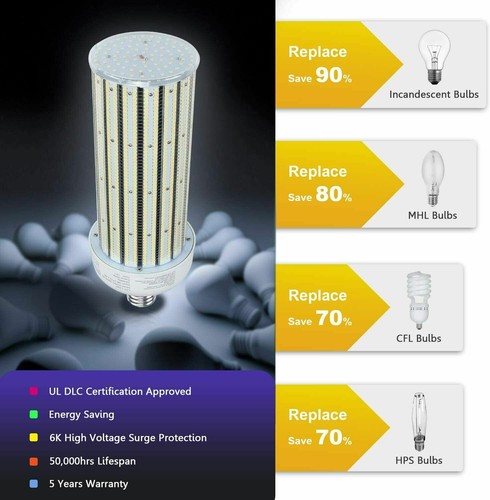300W LED Garage High Bay Light, E39 Large Base LED Corn Bulb Lamp 5000K Daylight - Picture 7 of 11