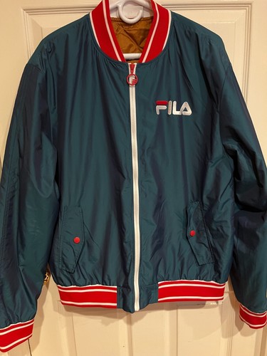 Fila Padded FULL ZIPPER Jacket Men Size L Casual BOMBER Jacket Sport GREEN