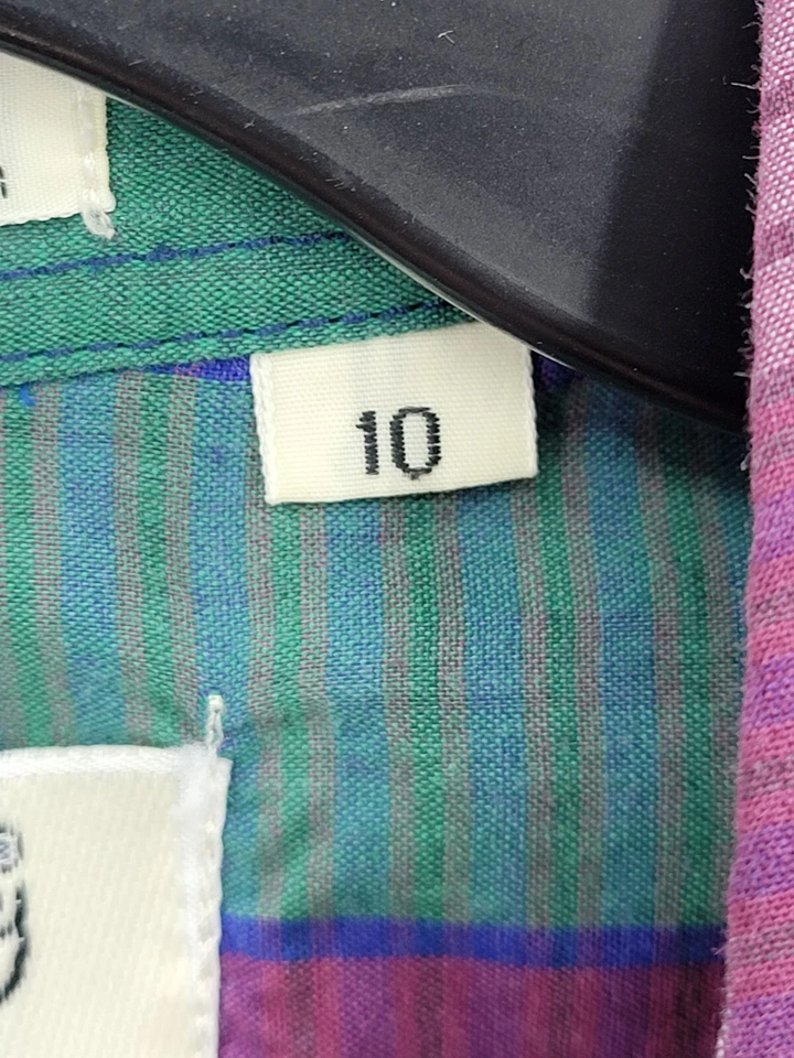 Top Diane von Furstenberg para mujer 10 coloridos a cuadros vintage abotonados preppy Foto 4 de 4