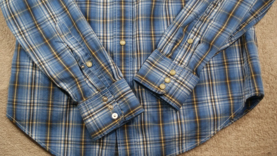 Camisa Ruehl Nº 925 Estilo Occidental Perla Snap Algodón Azul Cuadros M Vaquero Trabajo Foto 3 de 4