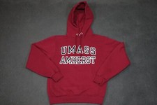 Vintage Champion Hoodie Mens XS Red UMass Minutemen Team Graphic Logo Embroidery