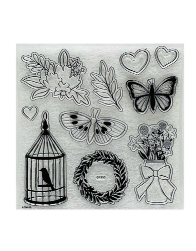 Close To My Heart FLORALS & FLUTTERS Stamp & Thin Cut 10 Piece Set Z3764 NEW - Picture 2 of 10