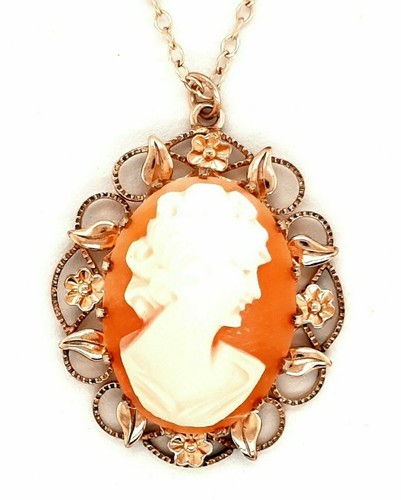 Portrait Shell Cameo & Gold Plated Pendant Fashion Costume Jewellery - 第 12/12 張圖片