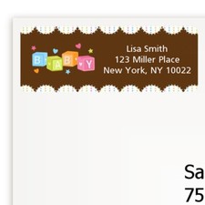 Baby Blocks Neutral Shower Personalized Return Address Stickers 27 label