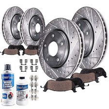 Front And Rear Disc Brake Rotors Ceramic Brake Pads For 2011-14 Ford Mustang V6
