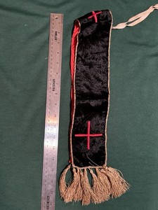 Black Velvet Maniple Vestment Priest Altar Mass Sacristy Gold Fringe Tassle